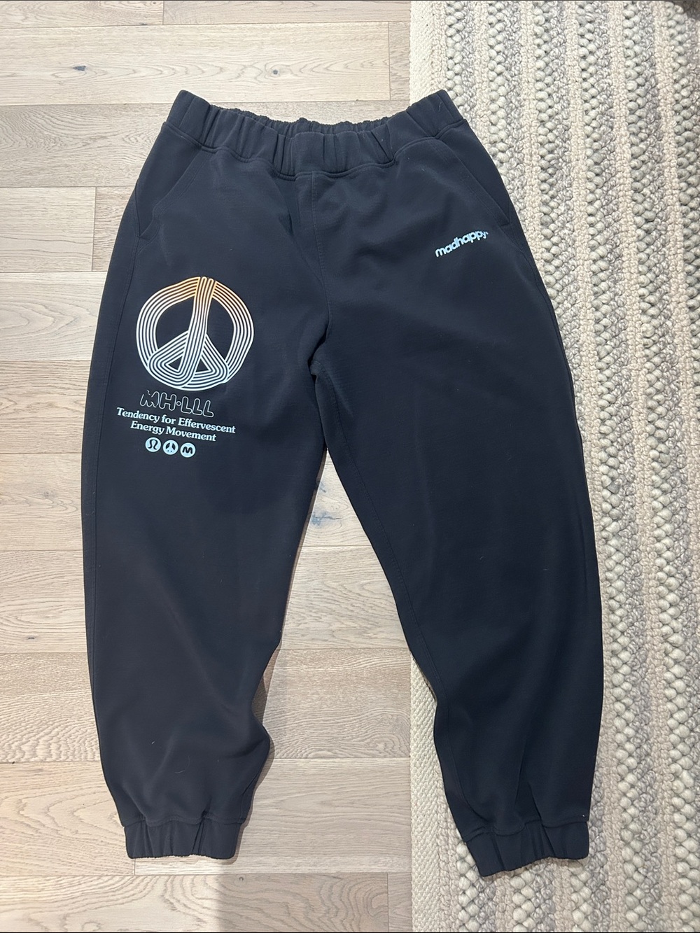 Madhappy x lululemon Black Jogger Sweatpants with Peace Sign Graphic